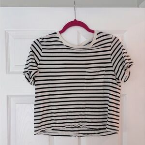 Navy blue striped crop top